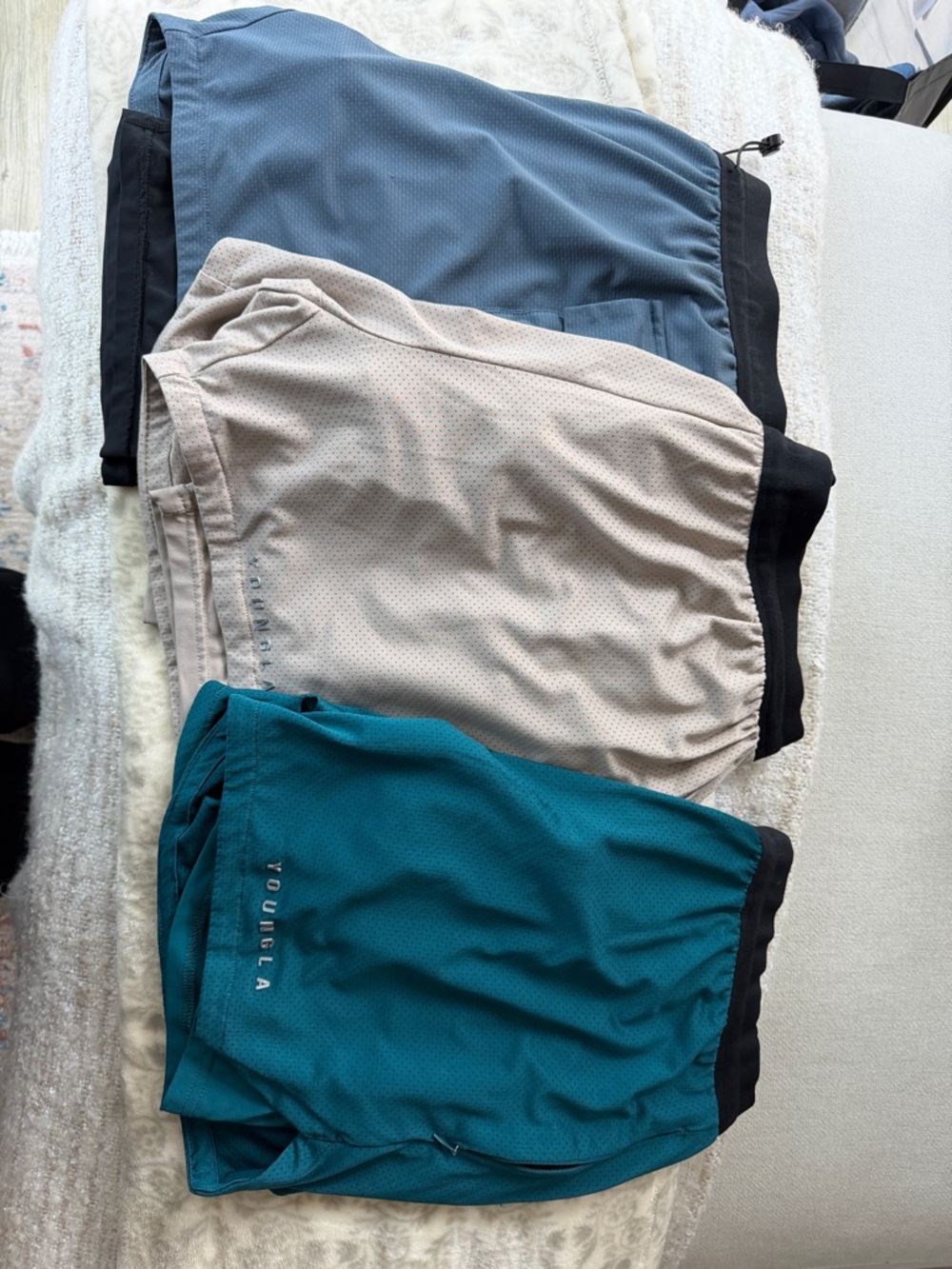 YoungLA Men's Athletic Shorts - Teal, Beige, Slate